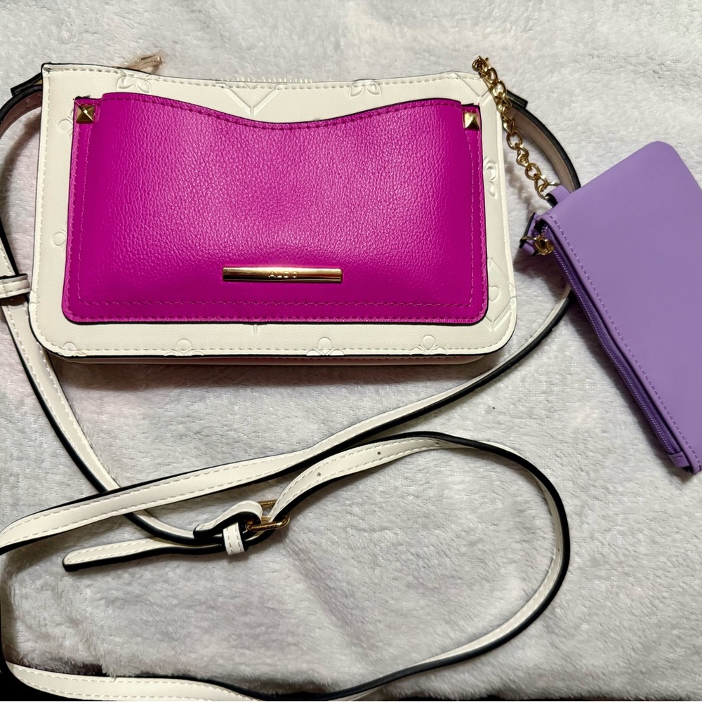 Aldo Pink and White Crossbody Bag with Modern Design